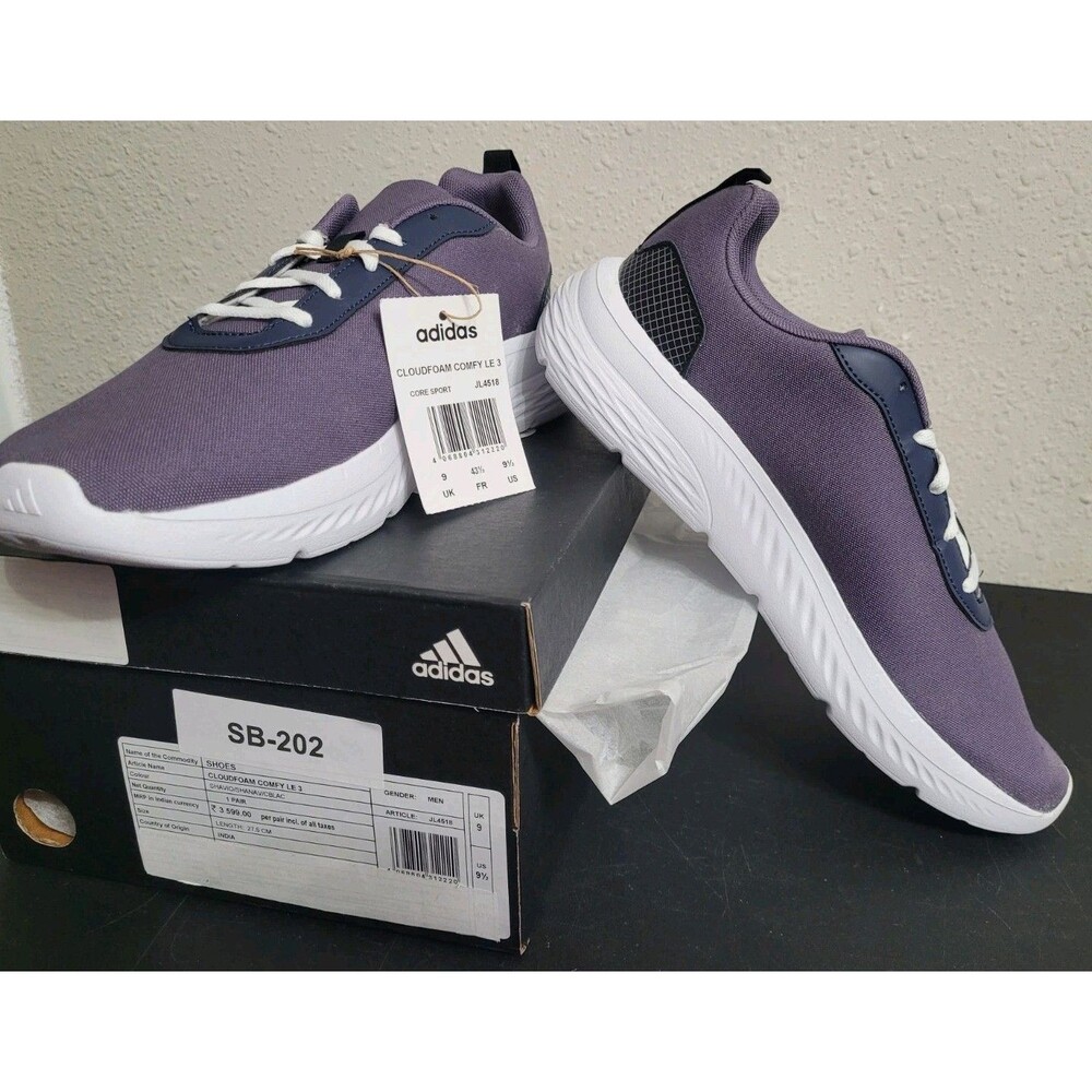 Adidas Cloudfoam Comfy LE 3 Purple White Sneakers Men's US 9.5 JL4518 NWT